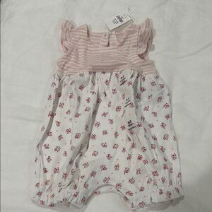 Gap Baby Pink and White Floral Baby Romper